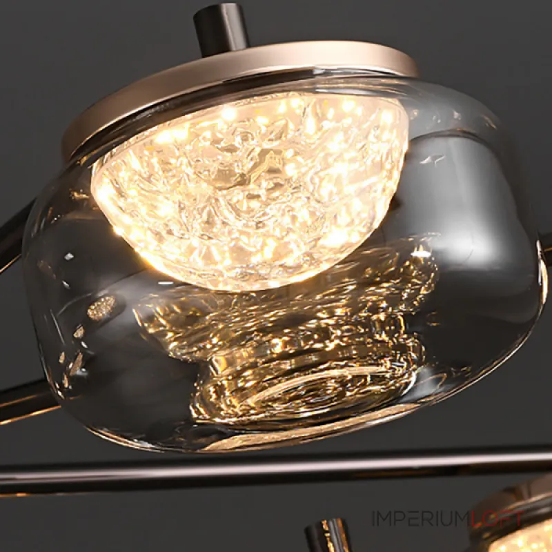 Серия реечных светильников с LED-источниками света в полусферических рассеивателях с эффектом льда внутри стеклянных плафонов MAYER LONG L105 от ImperiumLoft