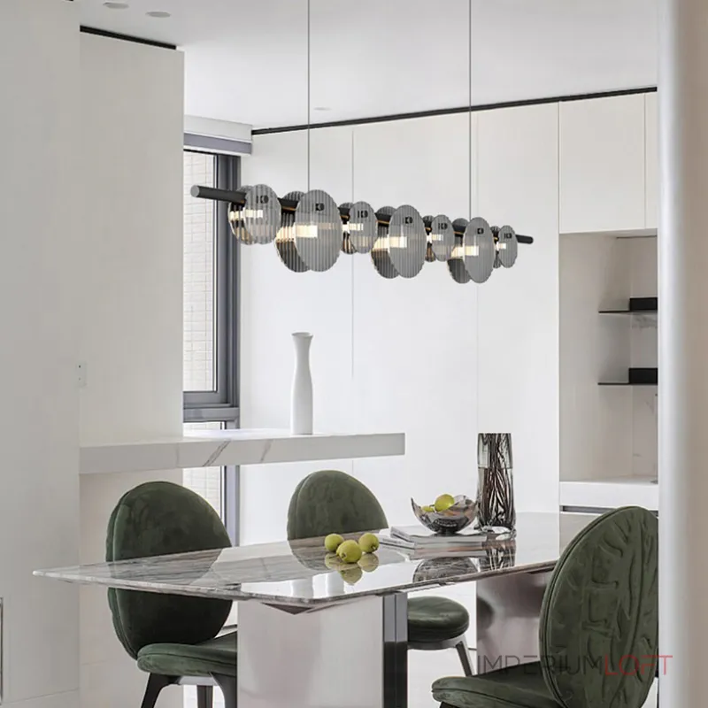 Серия реечных светодиодных светильников с дисковидными рассеивателями из рельефного стекла RUTGER LONG L170 Chrome от ImperiumLoft