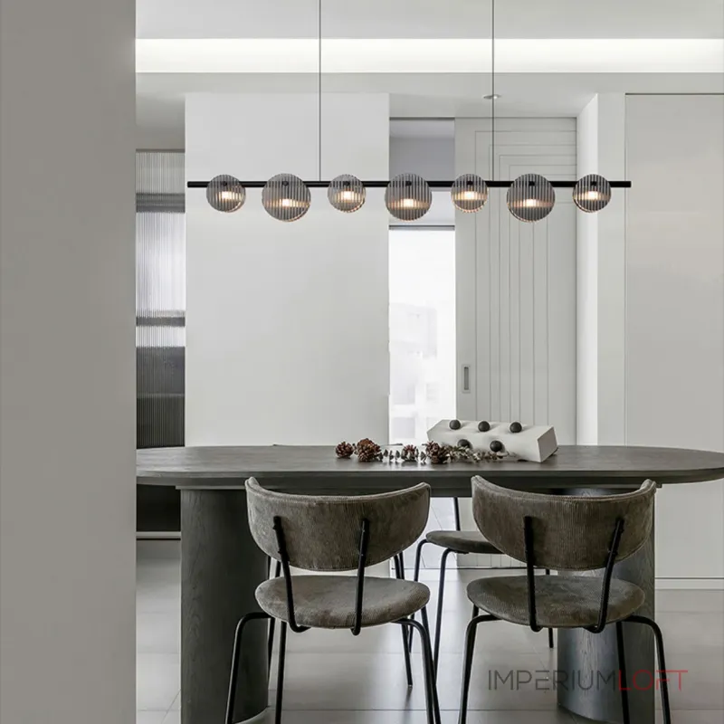 Серия реечных светодиодных светильников с дисковидными рассеивателями из рельефного стекла RUTGER LONG L170 Chrome от ImperiumLoft