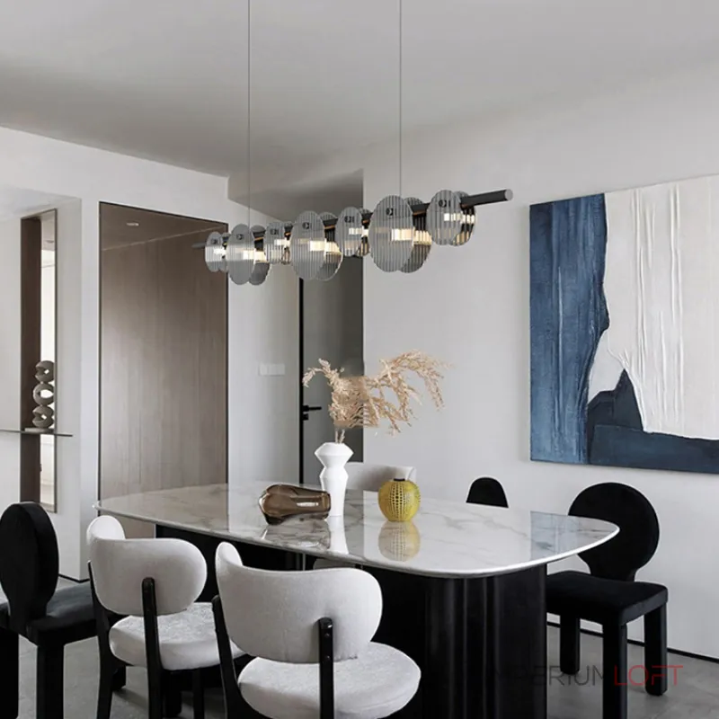 Серия реечных светодиодных светильников с дисковидными рассеивателями из рельефного стекла RUTGER LONG L170 Chrome от ImperiumLoft