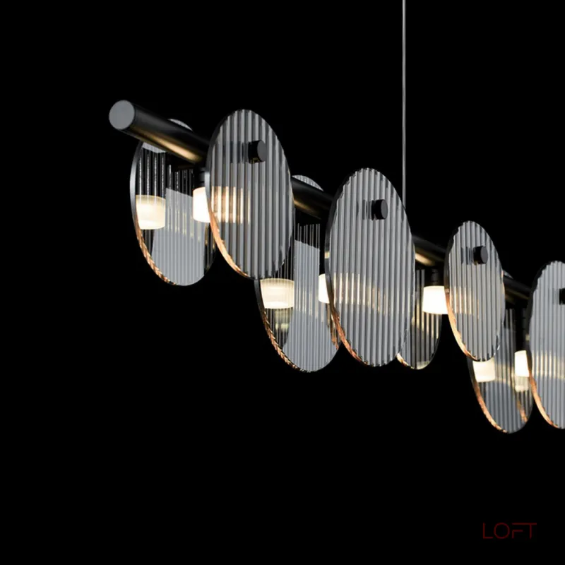 Серия реечных светодиодных светильников с дисковидными рассеивателями из рельефного стекла RUTGER LONG L170 Chrome от ImperiumLoft