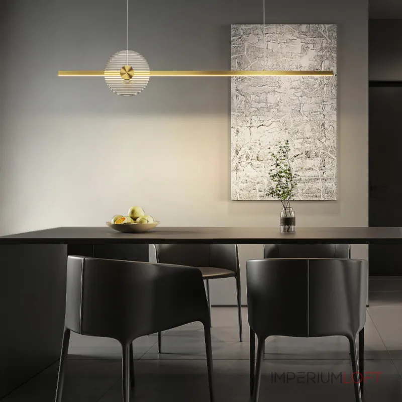 Минималистичный реечный светильник с декоративным диском из рифленого стекла ZVI L100 Black от ImperiumLoft