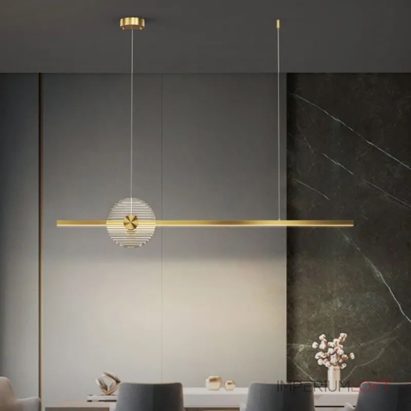 Минималистичный реечный светильник с декоративным диском из рифленого стекла ZVI L100 Black от ImperiumLoft