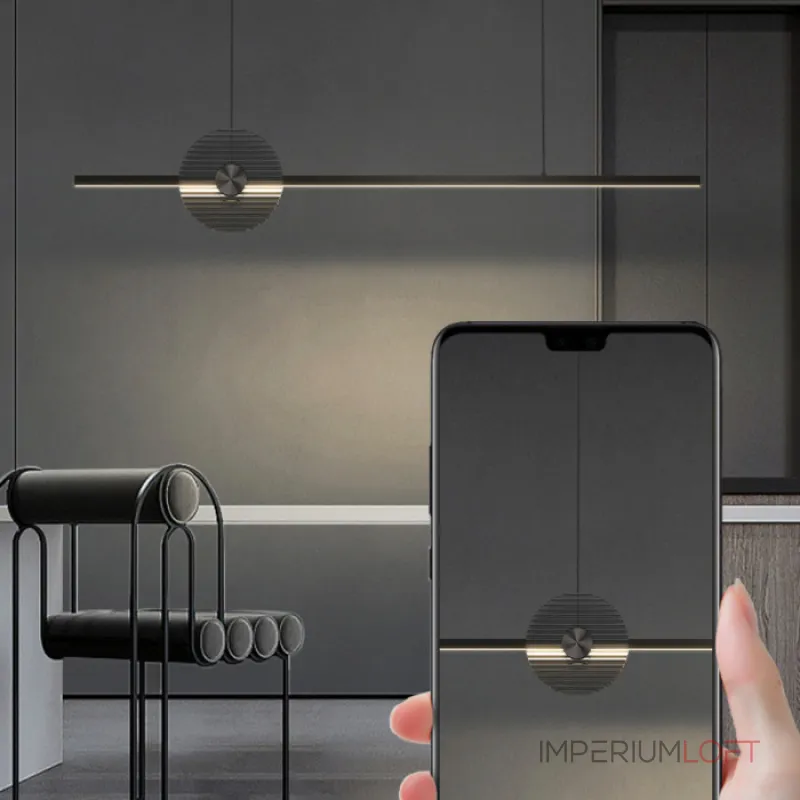 Минималистичный реечный светильник с декоративным диском из рифленого стекла ZVI L100 Black от ImperiumLoft