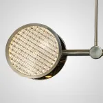 Светодиодный реечный светильник на стойках с дисковидными плафонами разного размера из фактурного стекла ручной работы и дополнительным направленными вниз источниками света ULF LONG от ImperiumLoft