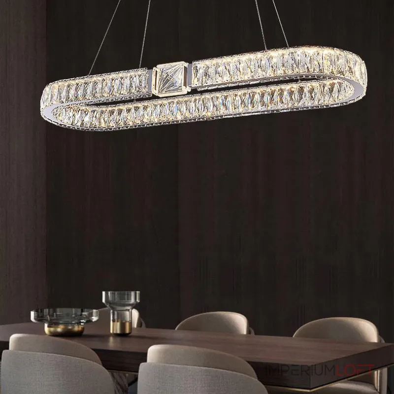 Светодиодный удлиненный овальный светильник с рассеивателями из хрусталя SYLVEST LONG L100 от ImperiumLoft