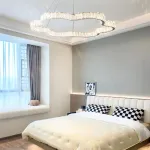 Серия светодиодных люстр с декором из хрустальных пластин с морозным узором на кольцевом корпусе INGVALD R3 D40+60+80 от ImperiumLoft