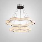 Серия светодиодных люстр с декором из хрустальных пластин с морозным узором на кольцевом корпусе INGVALD R2 D40+60 от ImperiumLoft