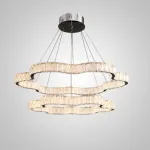 Серия светодиодных люстр с декором из хрустальных пластин с морозным узором на кольцевом корпусе INGVALD R2 D60+80 от ImperiumLoft