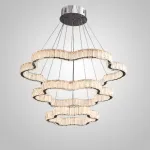 Серия светодиодных люстр с декором из хрустальных пластин с морозным узором на кольцевом корпусе INGVALD R3 D40+60+80 от ImperiumLoft