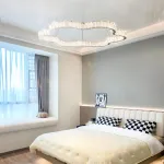 Серия светодиодных люстр с декором из хрустальных пластин с морозным узором на кольцевом корпусе INGVALD R3 D40+60+80 от ImperiumLoft