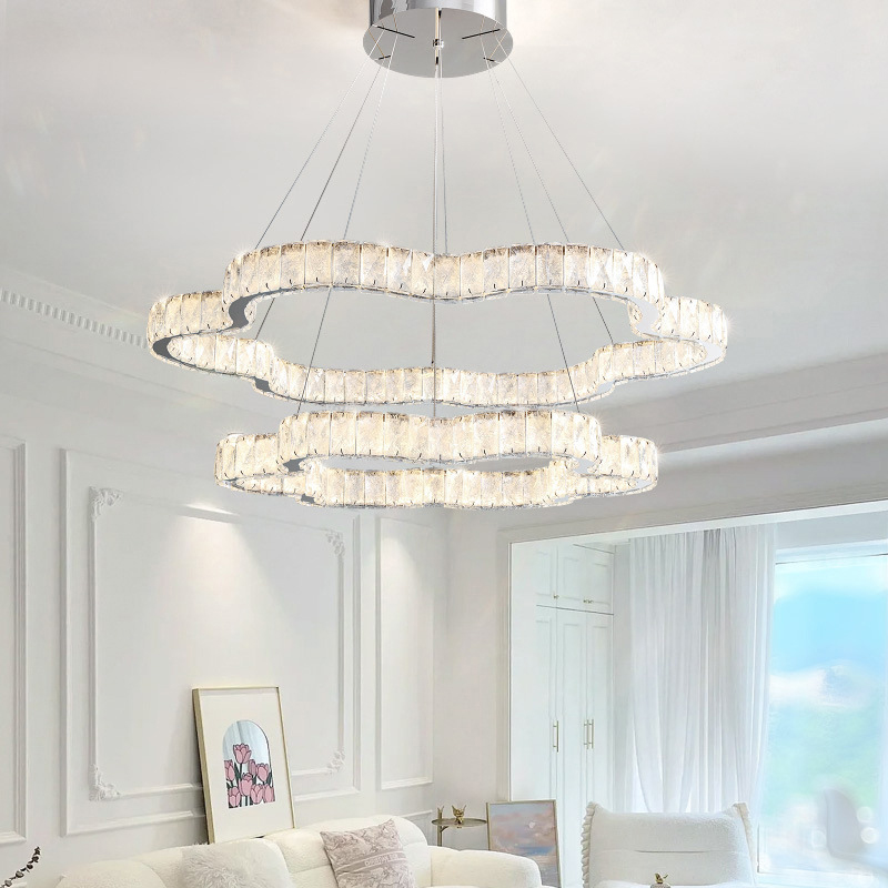 Серия светодиодных люстр с декором из хрустальных пластин с морозным узором на кольцевом корпусе INGVALD R3 D40+60+80 от ImperiumLoft Серия светодиодных люстр с декором из хрустальных пластин с морозным узором на кольцевом корпусе INGVALD R3 D40+60+80 от ImperiumLoft