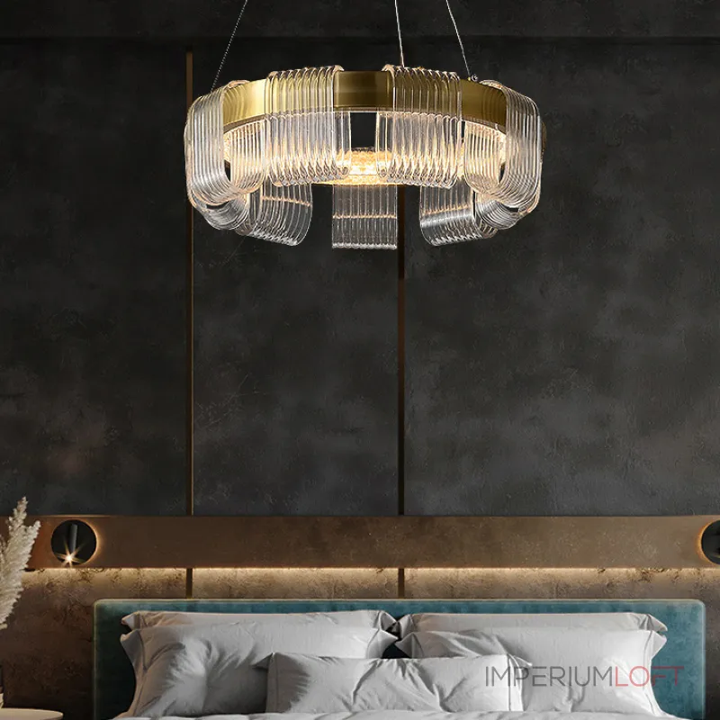 Светодиодная люстра с прозрачными рельефными декоративными элементами на кольцевом каркасе ORVILLE D60 от ImperiumLoft