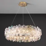 Подвесная люстра с цветочным декором из металла и прозрачного и окрашенного стекла на кольцевом каркасе TOTTI B D65 Blue от ImperiumLoft