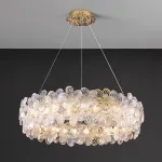 Подвесная люстра с цветочным декором из металла и прозрачного и окрашенного стекла на кольцевом каркасе TOTTI B D50 Transparent от ImperiumLoft