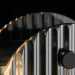 Серия светодиодных люстр с дисковидными рассеивателями из рельефного стекла разного размера на кольцевом каркасе RUTGER R D80 Black от ImperiumLoft