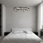 Серия светодиодных люстр с дисковидными рассеивателями из рельефного стекла разного размера на кольцевом каркасе RUTGER R D80 Black от ImperiumLoft