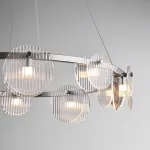 Серия светодиодных люстр с дисковидными рассеивателями из рельефного стекла разного размера на кольцевом каркасе RUTGER R D80 Black от ImperiumLoft