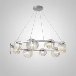 Серия светодиодных люстр с дисковидными рассеивателями из рельефного стекла разного размера на кольцевом каркасе RUTGER R D60 Chrome от ImperiumLoft