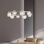 Серия светодиодных люстр с дисковидными рассеивателями из рельефного стекла разного размера на кольцевом каркасе RUTGER R D80 Black от ImperiumLoft