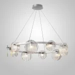 Серия светодиодных люстр с дисковидными рассеивателями из рельефного стекла разного размера на кольцевом каркасе RUTGER R D80 Chrome от ImperiumLoft