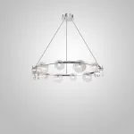 Серия светодиодных люстр с дисковидными рассеивателями из рельефного стекла разного размера на кольцевом каркасе RUTGER R D100 Chrome от ImperiumLoft