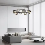 Серия светодиодных люстр с дисковидными рассеивателями из рельефного стекла разного размера на кольцевом каркасе RUTGER R D80 Black от ImperiumLoft