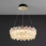 Светодиодная люстра с цветочным декором из прозрачного и окрашенного стекла на кольцевом каркасе TOTTI D45 Pink от ImperiumLoft