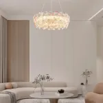 Светодиодная люстра с цветочным декором из прозрачного и окрашенного стекла на кольцевом каркасе TOTTI D65 Green от ImperiumLoft