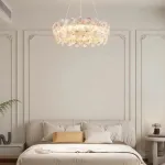 Светодиодная люстра с цветочным декором из прозрачного и окрашенного стекла на кольцевом каркасе TOTTI D65 Green от ImperiumLoft