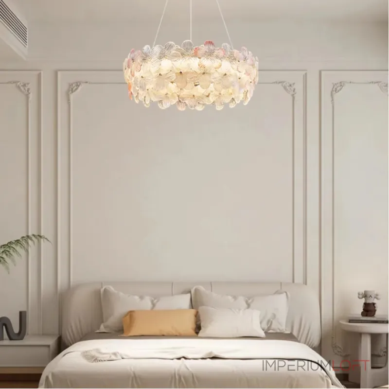 Светодиодная люстра с цветочным декором из прозрачного и окрашенного стекла на кольцевом каркасе TOTTI D65 Green от ImperiumLoft Светодиодная люстра с цветочным декором из прозрачного и окрашенного стекла на кольцевом каркасе TOTTI D65 Green от ImperiumLoft