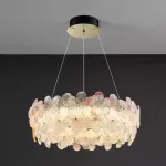 Светодиодная люстра с цветочным декором из прозрачного и окрашенного стекла на кольцевом каркасе TOTTI D65 Pink от ImperiumLoft