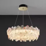 Светодиодная люстра с цветочным декором из прозрачного и окрашенного стекла на кольцевом каркасе TOTTI D85 Pink от ImperiumLoft