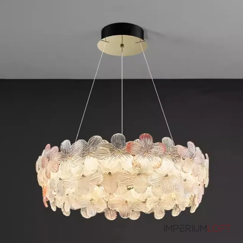 Светодиодная люстра с цветочным декором из прозрачного и окрашенного стекла на кольцевом каркасе TOTTI D85 Pink от ImperiumLoft Светодиодная люстра с цветочным декором из прозрачного и окрашенного стекла на кольцевом каркасе TOTTI D85 Pink от ImperiumLoft