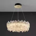 Светодиодная люстра с цветочным декором из прозрачного и окрашенного стекла на кольцевом каркасе TOTTI D55 Green от ImperiumLoft