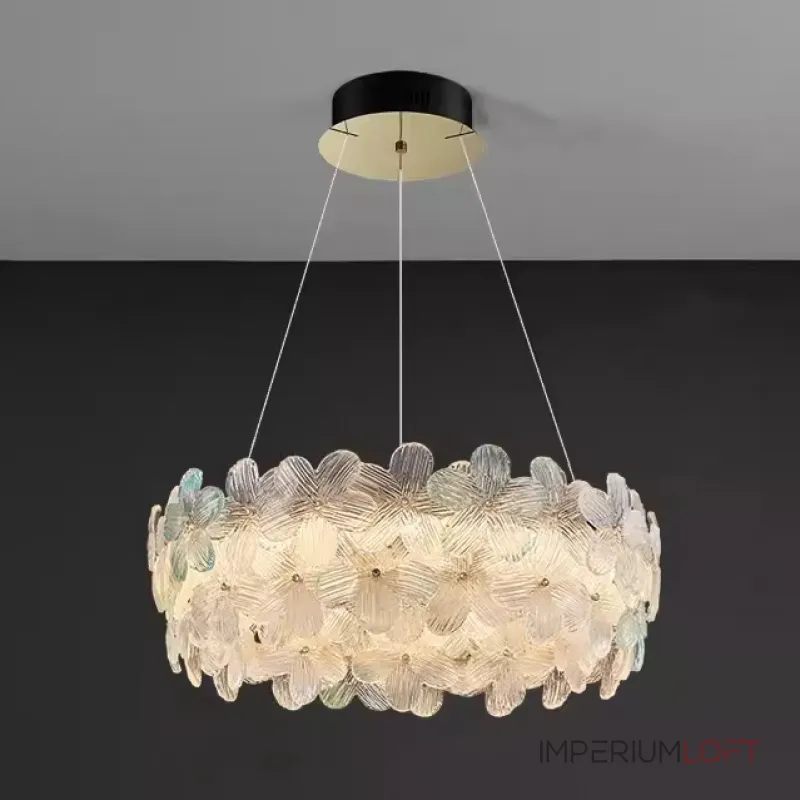 Светодиодная люстра с цветочным декором из прозрачного и окрашенного стекла на кольцевом каркасе TOTTI D55 Green от ImperiumLoft Светодиодная люстра с цветочным декором из прозрачного и окрашенного стекла на кольцевом каркасе TOTTI D55 Green от ImperiumLoft