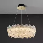 Светодиодная люстра с цветочным декором из прозрачного и окрашенного стекла на кольцевом каркасе TOTTI D65 Green от ImperiumLoft