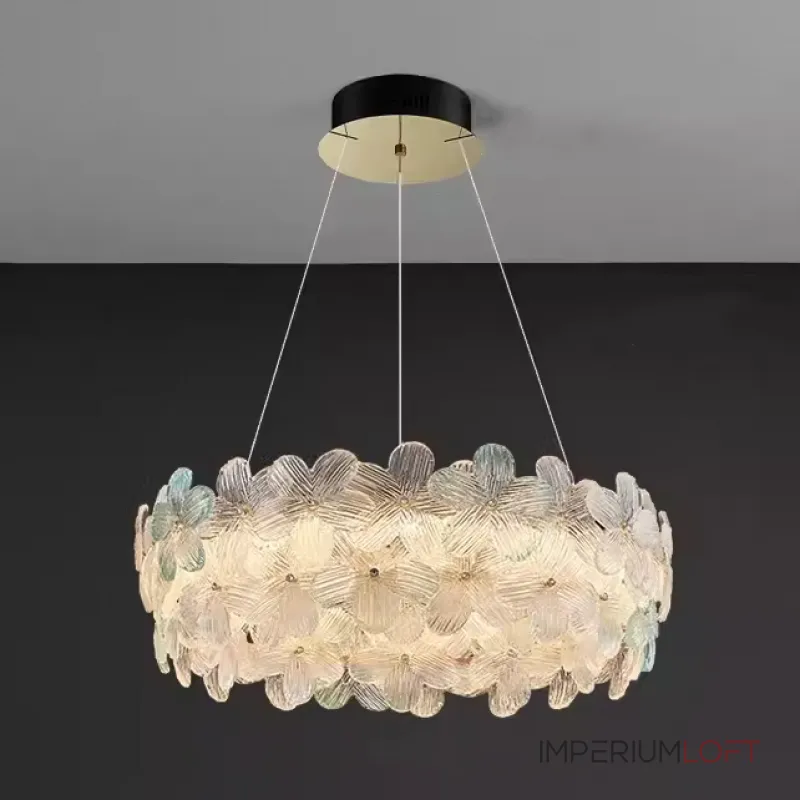 Светодиодная люстра с цветочным декором из прозрачного и окрашенного стекла на кольцевом каркасе TOTTI D65 Green от ImperiumLoft Светодиодная люстра с цветочным декором из прозрачного и окрашенного стекла на кольцевом каркасе TOTTI D65 Green от ImperiumLoft