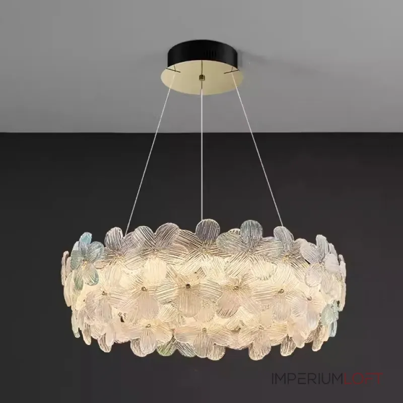 Светодиодная люстра с цветочным декором из прозрачного и окрашенного стекла на кольцевом каркасе TOTTI D85 Green от ImperiumLoft Светодиодная люстра с цветочным декором из прозрачного и окрашенного стекла на кольцевом каркасе TOTTI D85 Green от ImperiumLoft