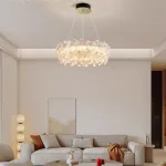 Светодиодная люстра с цветочным декором из прозрачного и окрашенного стекла на кольцевом каркасе TOTTI D65 Green от ImperiumLoft