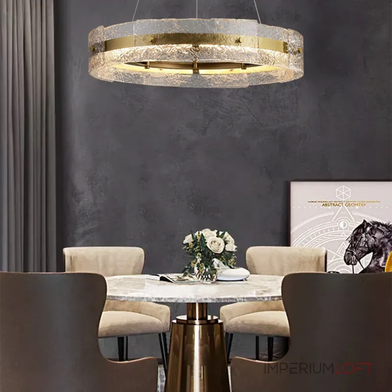 Серия кольцевых светодиодных люстр с составным плафоном из рельефных стеклянных пластин SAMANTHA B А D60 от ImperiumLoft