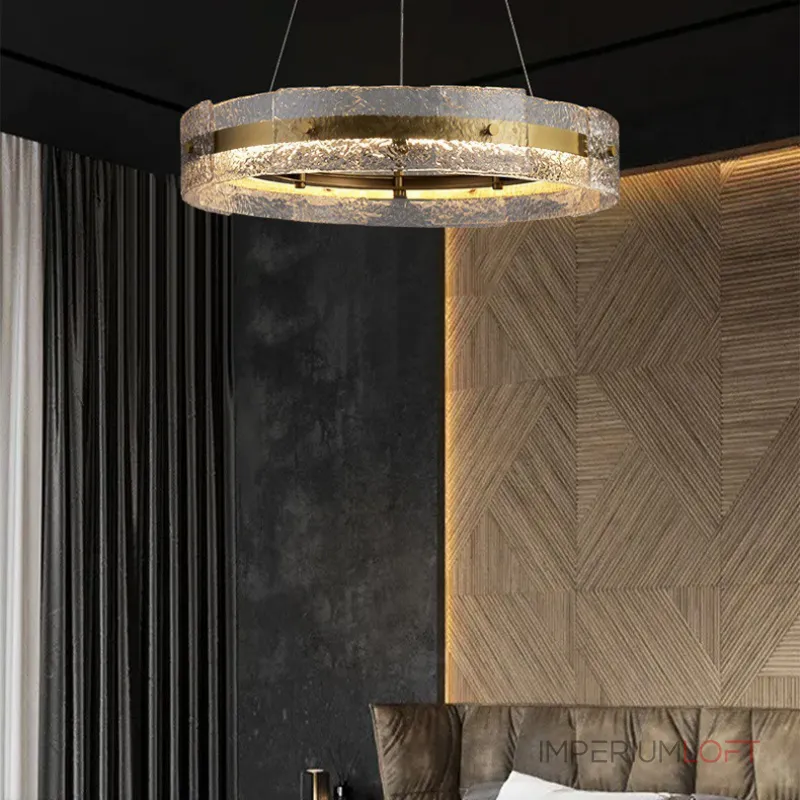 Серия кольцевых светодиодных люстр с составным плафоном из рельефных стеклянных пластин SAMANTHA B А D60 от ImperiumLoft