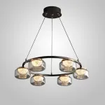 Серия люстр с LED-источниками света в полусферических рассеивателях с эффектом льда внутри стеклянных плафонов MAYER RING D60 от ImperiumLoft