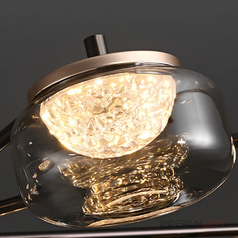 Серия люстр с LED-источниками света в полусферических рассеивателях с эффектом льда внутри стеклянных плафонов MAYER RING D100 от ImperiumLoft