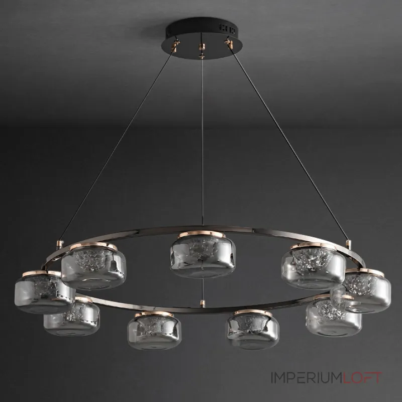 Серия люстр с LED-источниками света в полусферических рассеивателях с эффектом льда внутри стеклянных плафонов MAYER RING D100 от ImperiumLoft