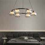 Серия люстр с LED-источниками света в полусферических рассеивателях с эффектом льда внутри стеклянных плафонов MAYER RING D100 от ImperiumLoft