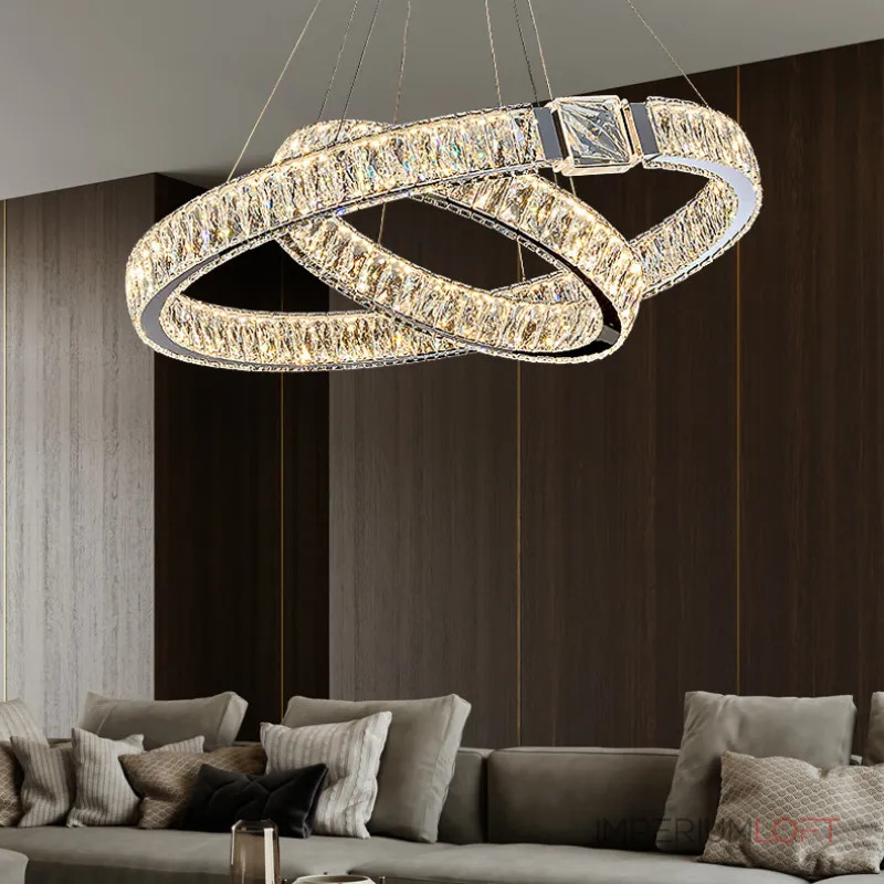 Серия светодиодных кольцевых люстр с рассеивателями из хрусталя SYLVEST D50+80 от ImperiumLoft