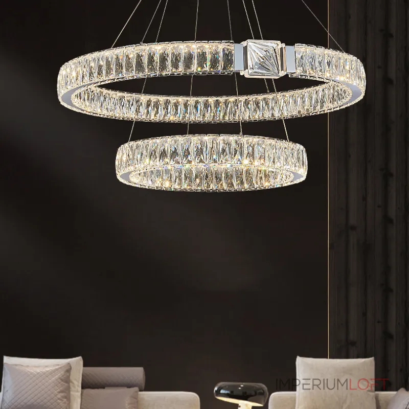 Серия светодиодных кольцевых люстр с рассеивателями из хрусталя SYLVEST D50+80 от ImperiumLoft