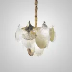 Серия люстр с многоярусным абажуром из подвесок в виде листьев гинкго из матового и прозрачного стекла и из металла LILLEN B D50 от ImperiumLoft