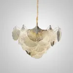 Серия люстр с многоярусным абажуром из подвесок в виде листьев гинкго из матового и прозрачного стекла и из металла LILLEN B D65 от ImperiumLoft